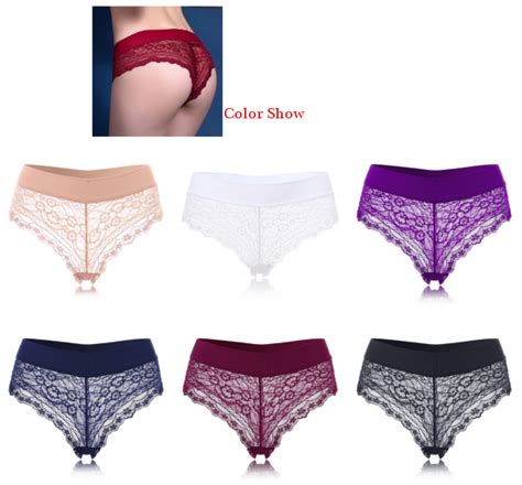 Women Sexy Crochet Lace Seamless Low Waist Thongs Underwear Cheekinis At Banggood