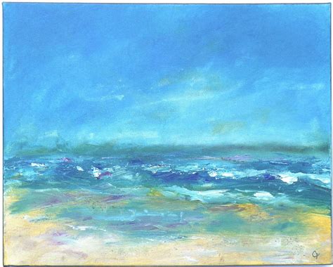 Abstract Beach Painting In Oil And Acrylic Large 16x20 Abstract Ocean