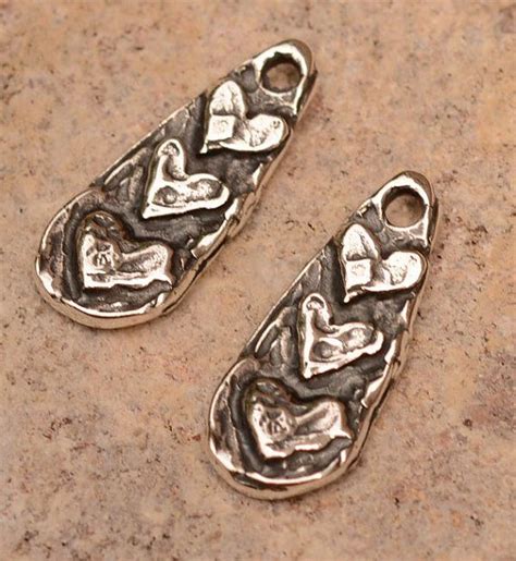 Trio Of Hearts Dangle Charms In Sterling Silver Ch 610 Two Etsy