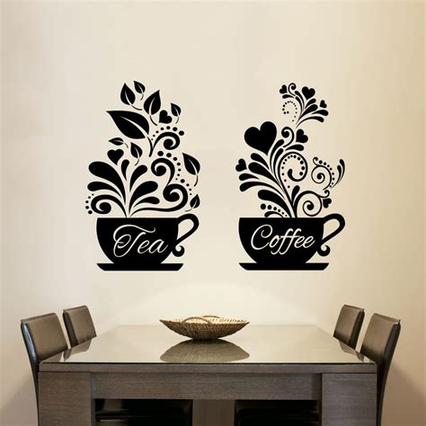 Tea Coffee Cups Kitchen Wall Tea Sticker Vinyl Decal Art Restaurant Decor