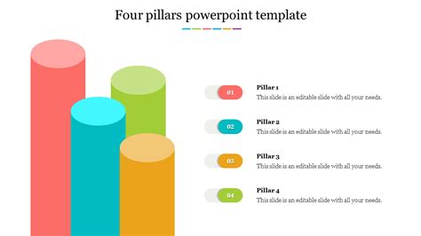 Multicolored 4 Pillars Powerpoint Template Design