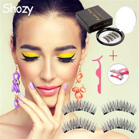 shozy magnetic eyelashes with 3 magnets with eyelashes applicator magnetic eyelashes natural