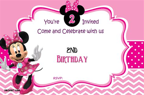 FREE Minnie Mouse 2nd Birthday Invitation Template | DREVIO