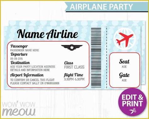 Plane Ticket Wedding Invitation Template Free Of Airplane Ticket Invite Aeroplane Passport