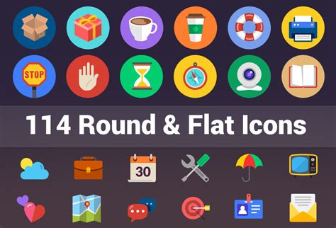 114 Round And Flat Icons Graphicsfuel