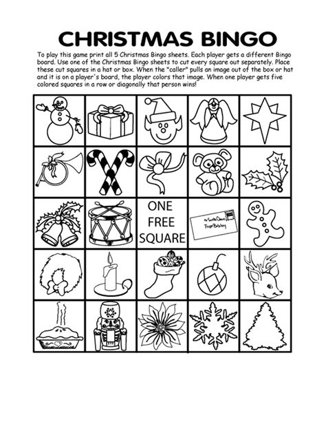 Christmas Bingo Coloring Pages