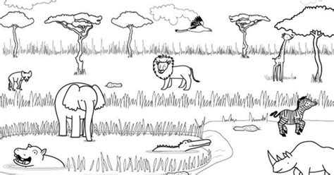 Animales de la sabana: dibujo para colorear e imprimir ...