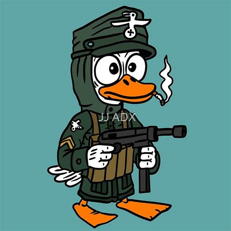 Ww2 German Duck A Cute And Funny Cartoon Of A Scared Duck Soldier