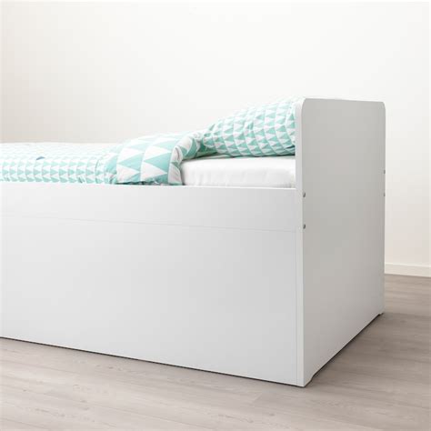 SlÄkt Bed Frame W Storageslatted Bedbase White 90x200 Cm Ikea
