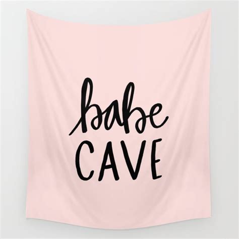 Pink And Black Babe Cave Typography Wall Tapestry By Allyson Johnson