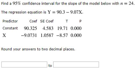 The 'confidence' function is an excel statistical function that returns the confidence value using the normal distribution. Solved: Find A 95% Confidence Interval For The Slope Of Th ...