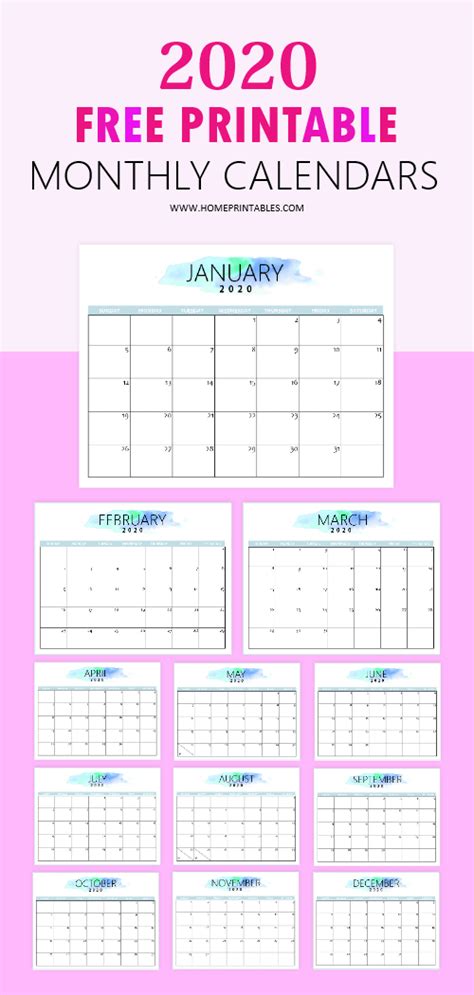 Free 2020 Calendar Printable Simple And Very Pretty Free Printable