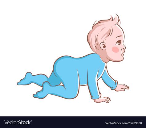 Happy Baby Boy Crawling Cartoon Infant Character Vector Image
