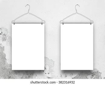 Closeup Two Hanged Paper Sheets Clothes Stock Photo
