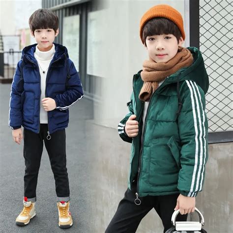 New 2018 Winter Padded For Teenage Boys Thick Warm Velour Jacket With
