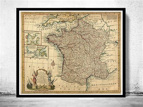 Old Map Of France 1747 Antique Map Of France Vintage