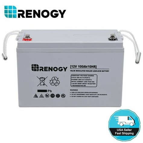 Renogy 100ah 200ah 12v Deep Cycle Agm Rechargeable Solar Battery Off