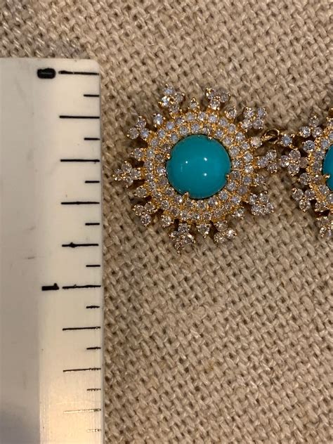 18k Gold Sleeping Beauty Turquoise Diamond Earring 18k Gold Etsy