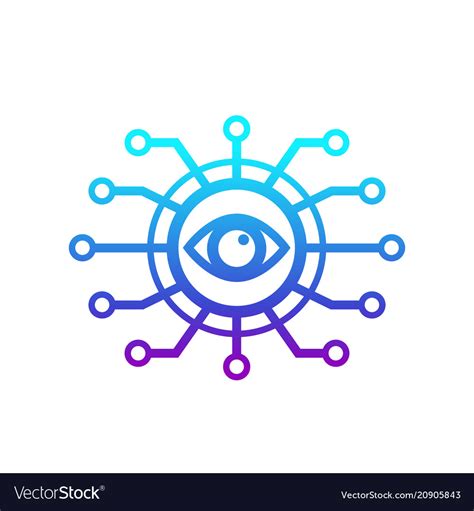 Machine Vision Computer Visual Recognition Icon Vector Image