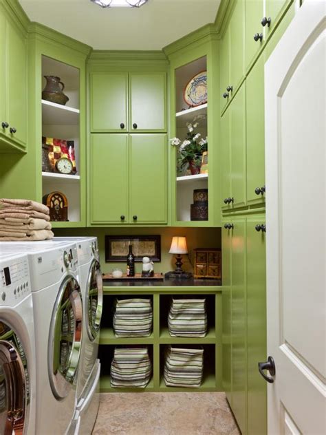 Green Laundry Room With Floor To Ceiling Storage Hgtv