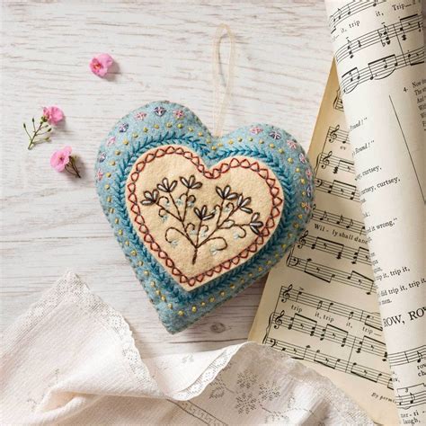 Everything You Need To Make One Beautiful Embroidered Felt Heart Is In