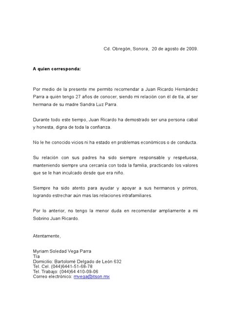 Labace: Carta De Recomendacion De Un Amigo Para Migracion