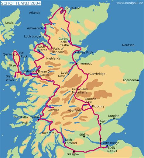 Karte der wichtigsten sehenswürdigkeiten in schottland. nordpaul.de - Schottland Highlands 2004