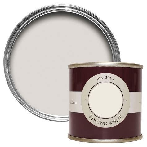 Farrow And Ball Strong White No2001 Estate Emulsion Paint 01l Tester