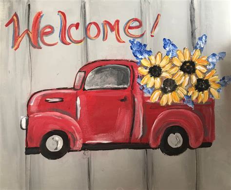 Excited To Share This Item From My Etsy Shop Red Truck And Sunflowers