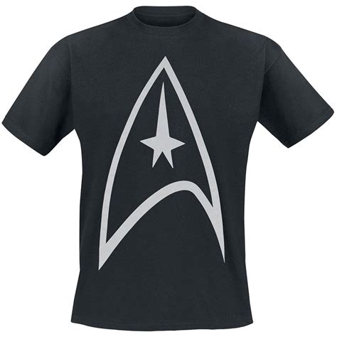 Mens Black Star Trek Starfleet Logo T Shirt Crew Neck Retro Movie Tee
