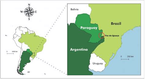 A clearing in the forest full of adventure! Map showing the location of the tri-border area: Foz do ...