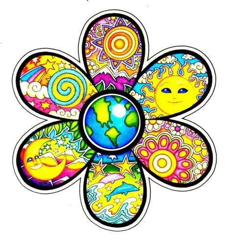☮ American Hippie Art ☮ Psychedelic Flower Power Hippie Sticker Dan