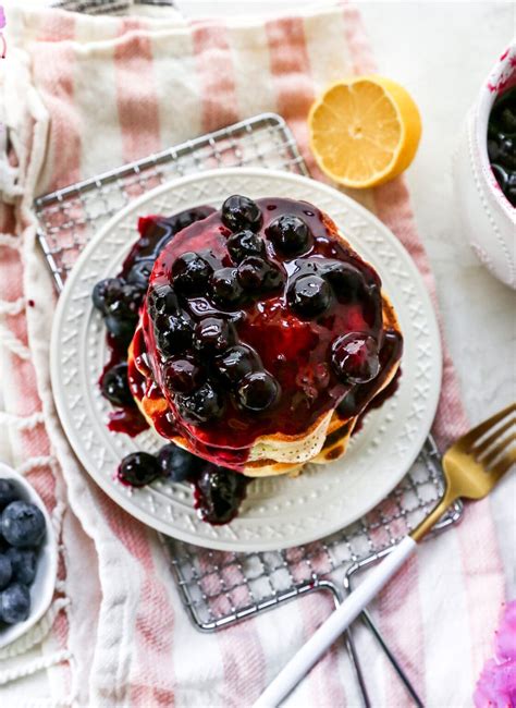 Lemon Ricotta Pancakes With Blueberry Sauce Two Peas And Their Pod