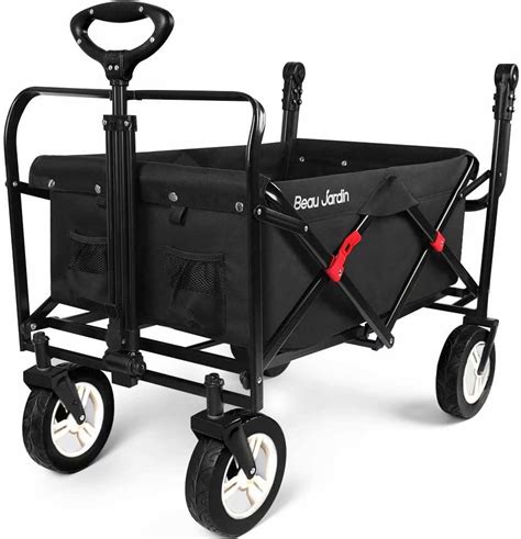 Folding Push Wagon Cart Collapsible Utility Camping Grocery Canvas