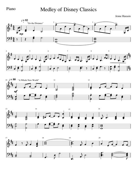 Solo, piano & vocal and piano.easy (format.pdf). Medley of Disney Classics | Piano sheet music, Piano sheet music free, Piano music