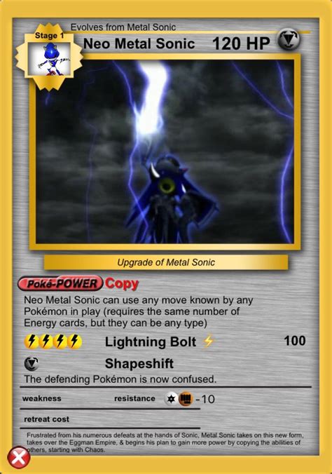 Sonic volume 120 your opponent can't play any special energy cards from their hand during their next turn. Neo Metal Sonic | Sonic, Pokemon cards, Pokemon