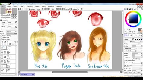 This instruction is part of a series of articles on anime sketching and recalls one of the previous guides on how to draw an anime face. SAI - Drawing Styles Tutorial : Face Part 1 - YouTube