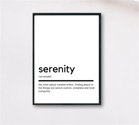 Serenity Definition Printable Wall Art Serenity Poster Etsy