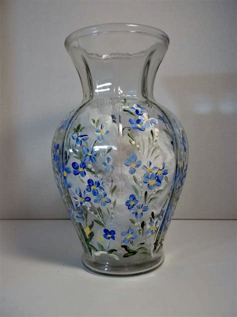 A Vintage Glass Vase Hand Painted Original Design Rosemaling