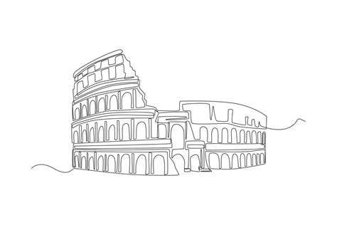 Anfiteatro Do Coliseu De Desenho De Uma Linha Contínua Em Roma Itália