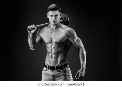 Muscular Man Naked Torso Holding Big Stock Photo Shutterstock