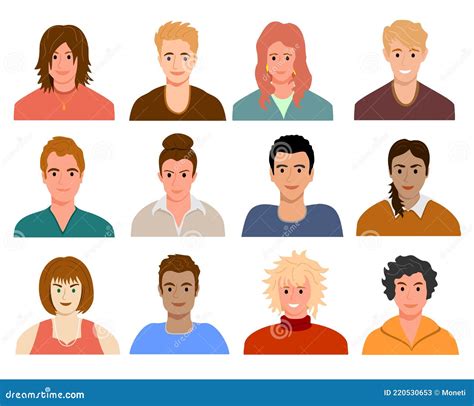 Avatars With Young People S Faces Portraits Of Diverse Men And Women Of Different Races User