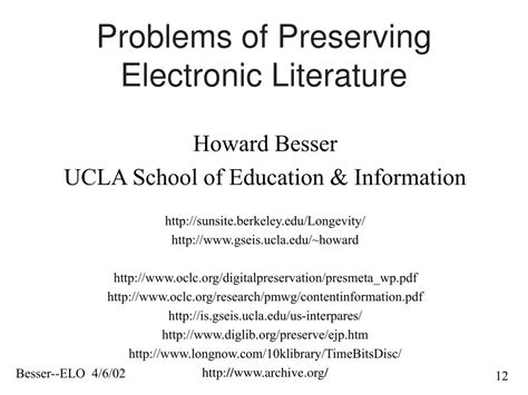 Ppt Problems Of Preserving Electronic Literature Powerpoint