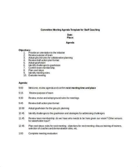 Committee Meeting Agenda Template 12 Free Word Pdf Intended For It