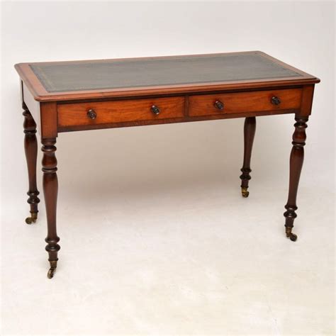 Antique Victorian Leather Top Mahogany Writing Table Desk
