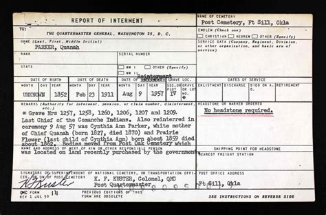 Us National Cemetery Interment Control Forms 1928 1962