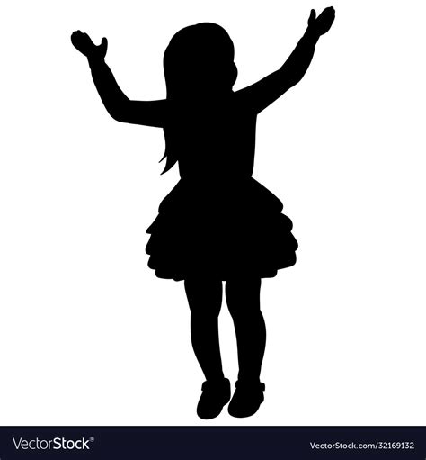 On White Background Silhouette Child Girl Vector Image
