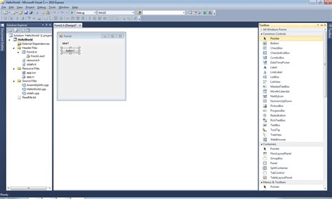 How to write a hello world program in c language? C-exercise: Create HelloWorld Windows Form Application, using Visual C++ 2010 Express