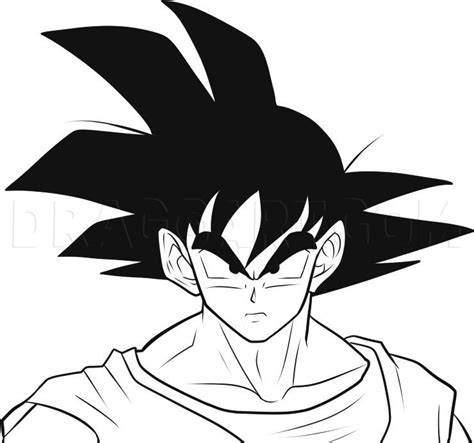 Begin with drawing a circle for the head, and then draw the arched shape for the shoulders. How To Draw Dragon Ball Z Kai, Step by Step, Drawing Guide, by Dawn | dragoart.com