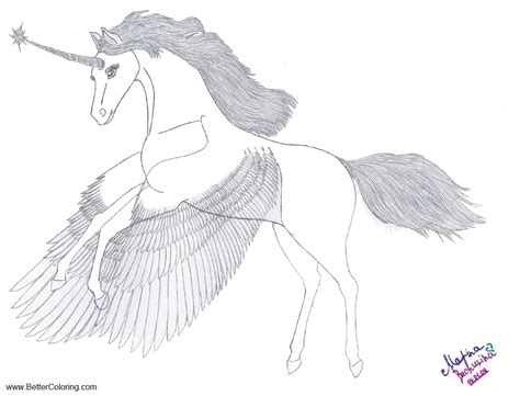 Alicorn Coloring Pages Winged Unicorn by Gryphonia - Free Printable